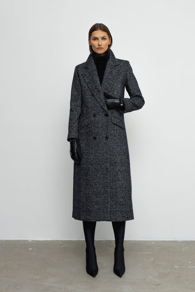 Denis Coat - Grey Herringbone