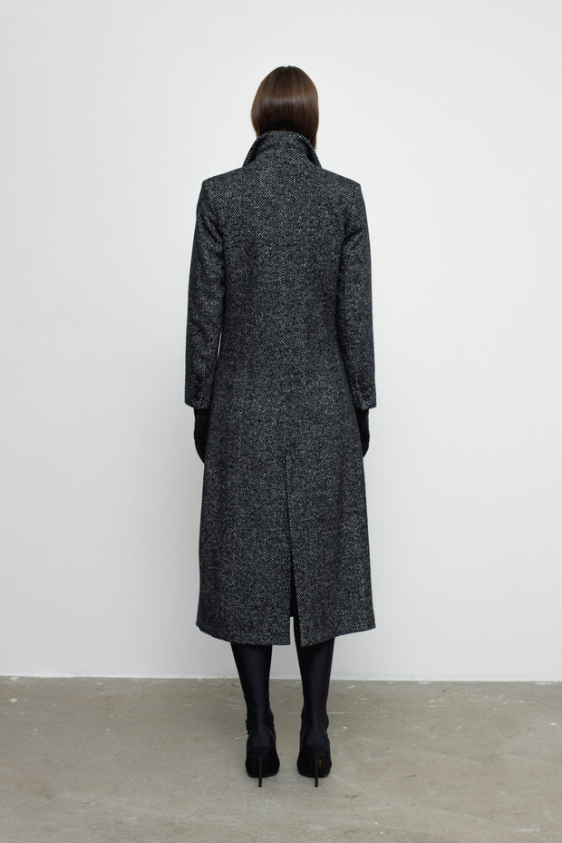 Denis Coat - Grey Herringbone