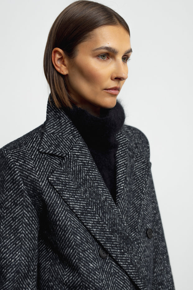 Denis Coat - Grey Herringbone