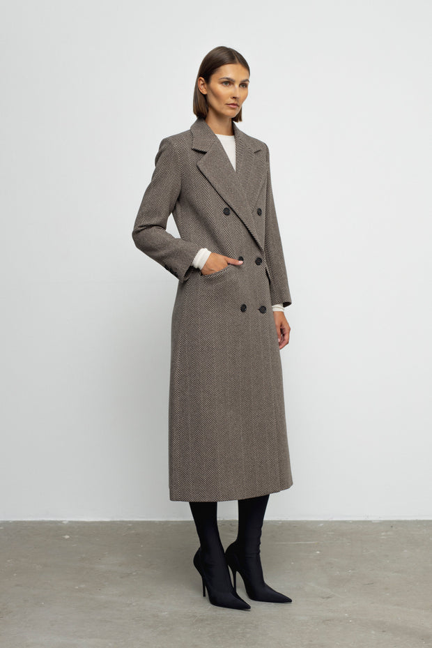 Denis Coat- Brown Herringbone