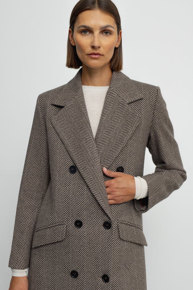 Denis Coat- Brown Herringbone