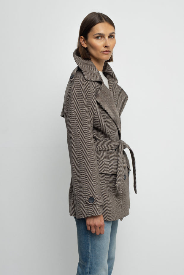 Angelia Jacket Brown Herringbone