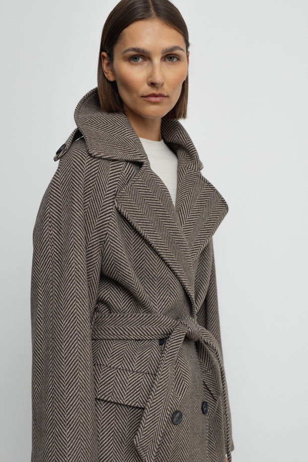 Angelia Jacket Brown Herringbone