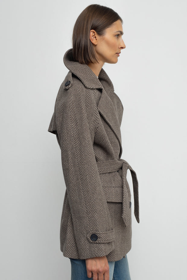 Angelia Jacket Brown Herringbone