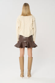 Layla Leather Skirt Brown