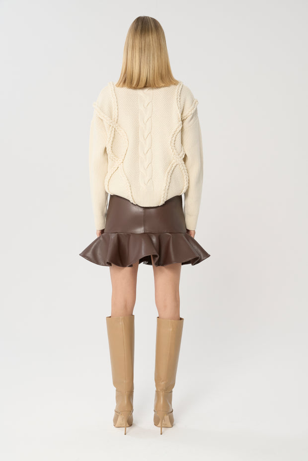 Layla Leather Skirt Brown