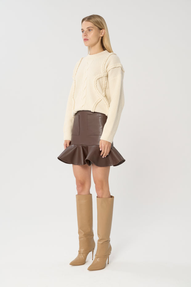 Layla Leather Skirt Brown