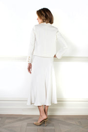 June silk long skirt white