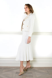 June silk long skirt white