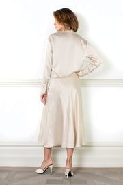 June silk long skirt beige